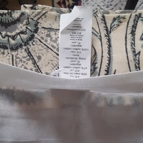 3 Pottery Barn 48W x 84L GREY Linen Cotton Haylie Print Curtains - Picture 7 of 11